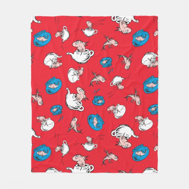 Couverture Polaire Chat Dans Le Casquette | Le Motif rouge poisson (Devant)