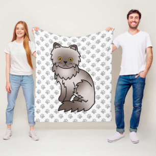Couverture Polaire Chat de dessin animé mignon persan lilas & pattes