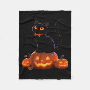 Couverture Polaire Chat de Halloween Citrouille Chat Noir Performance