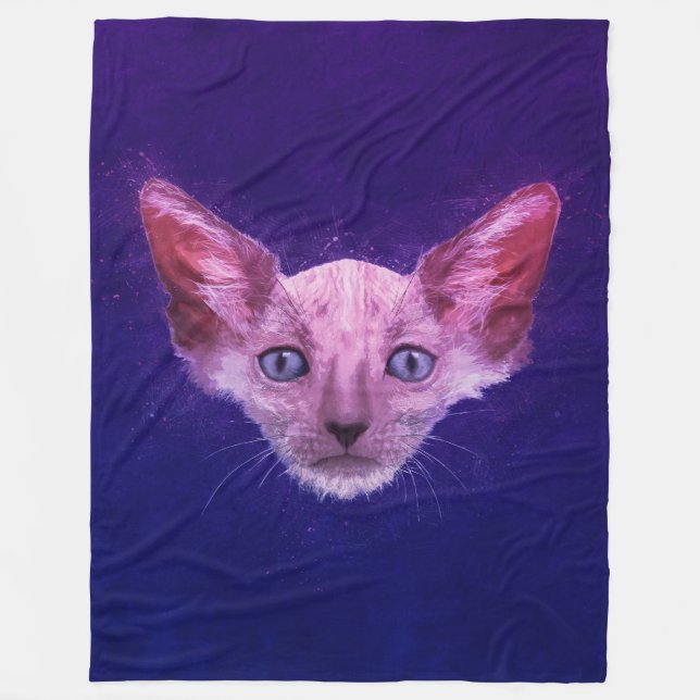 Couverture Polaire Chat de loup-garou de Lykoi d'art de bruit (Devant)