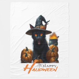 Couverture Polaire Chat d'Halloween