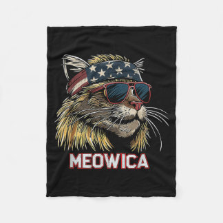 Couverture Polaire Chat - Drôle du 4 juillet Drapeau américain Fête d