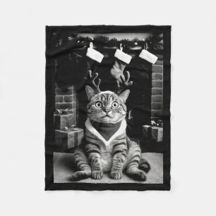 Couverture Polaire Chat Drôle Prenant Un Égoportrait Noël Xmas Pyjama