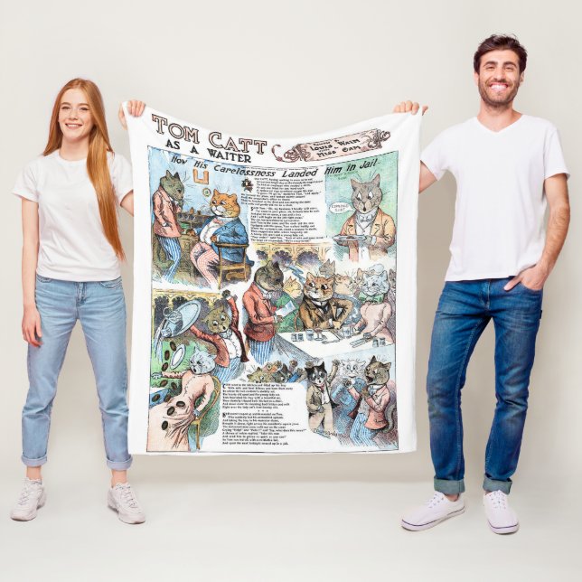 Couverture Polaire Chat en tant que serveur, Louis Wain (En situation)