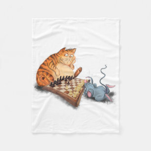 Couverture Polaire Chat et souris Jouer aux échecs Dessin amusant