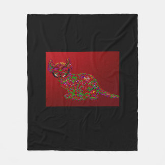 Couverture Polaire Chat Floral