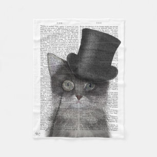 Couverture Polaire Chat gris avec chapeau supérieur