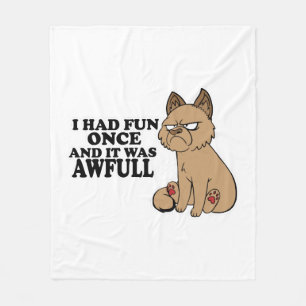 Couverture Polaire Chat Grumpy - Mème Chat Drôle - Amusant