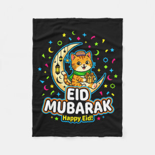 Couverture Polaire Chat heureux eid mubarak pour les enfants musulman
