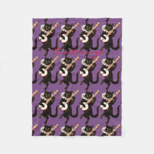 Couverture Polaire Chat jouant du Banjo Thunder_Cove
