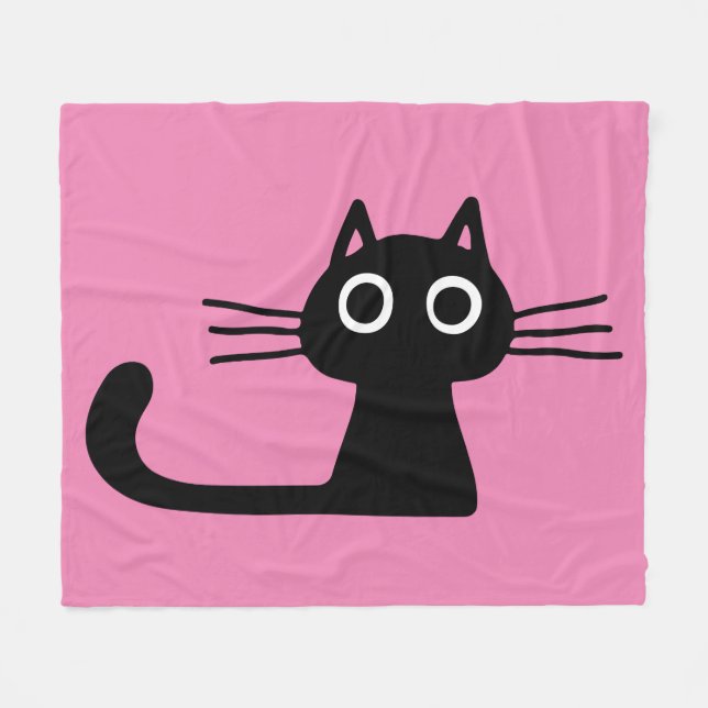 Couverture Polaire Chat Kitty Noir Quirty Purrfect Rose (Devant (Horizontal))