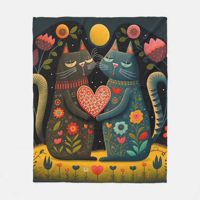 Couverture Polaire Chat Love (Devant)