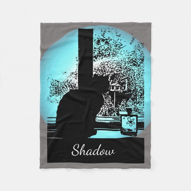 Couverture Polaire Chat noir dans la fenêtre (Devant)