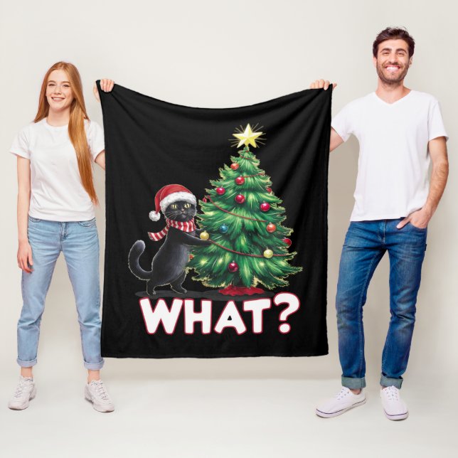 Couverture Polaire Chat noir drôle Quel arbre de Noël Noël Noël (En situation)