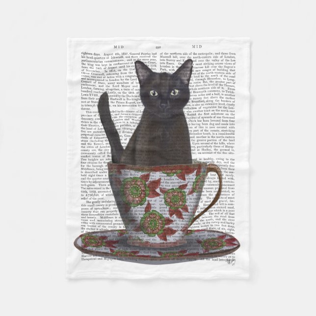 Couverture Polaire Chat noir en Teacup (Devant)