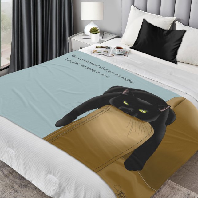 Couverture Polaire Chat noir Funny Sassy Blue (Créateur téléchargé)