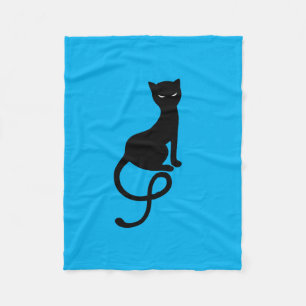Couverture Polaire Chat noir mauvais aimable bleu