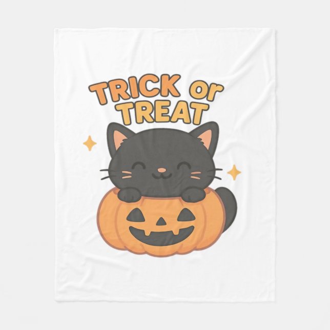 Couverture Polaire Chat noir mignon avec yeux verts brillants sur Cit (Devant)