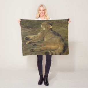 Couverture Polaire Chat sauvage (par Rosa Bonheur)