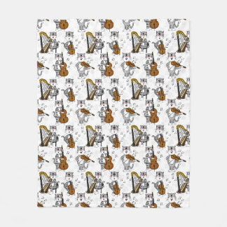 Couverture Polaire Chat Violon, Violoncelle Contrebasse Harpe Musicie