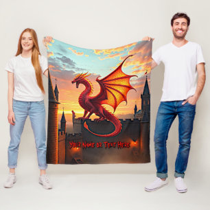 Couverture Polaire Château de la Garde Dragon Rouge & Or