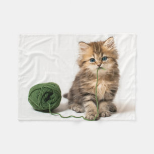 Couverture Polaire Chaton avec le fil vert
