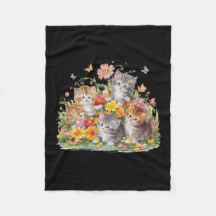 Couverture Polaire Chatons Et Presse Floraux Vintages