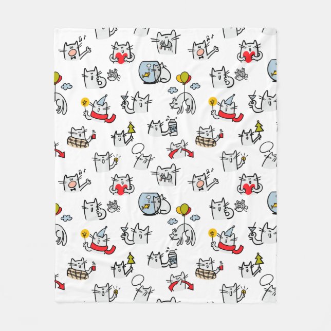 Couverture Polaire Chats amusants, lait et magie. (Devant)