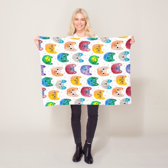 Couverture Polaire Chats aquarelles et amis (En situation)