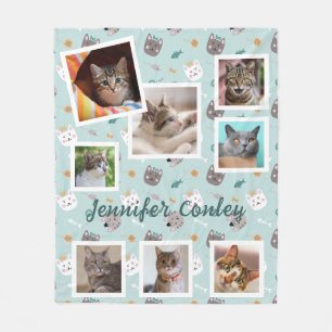 Couverture Polaire Chats en Casquette Blue Photo Collage moderne Whim