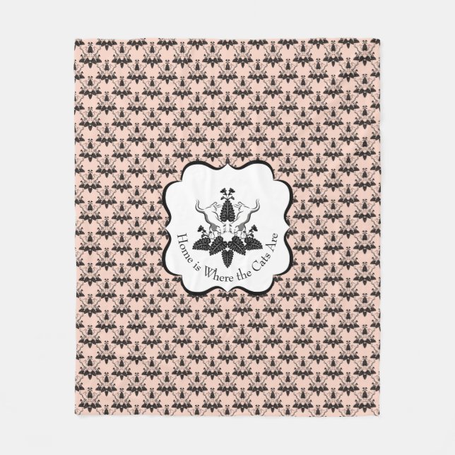 Couverture Polaire Chats et casserole Damask Look Motif (Devant)