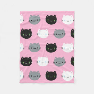 Couverture Polaire Chats et chatons mignons de Kawaii (rose)