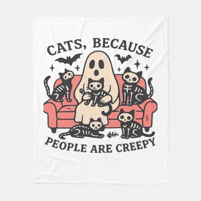 Couverture Polaire Chats Les Gens Sont Déplaisants Squelette Hallowee (Devant)