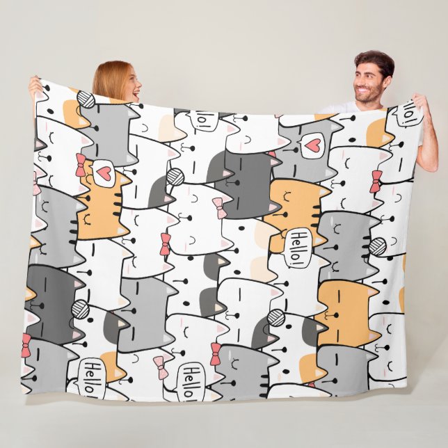 Couverture Polaire Chats mignons Motif sans couture (En situation)