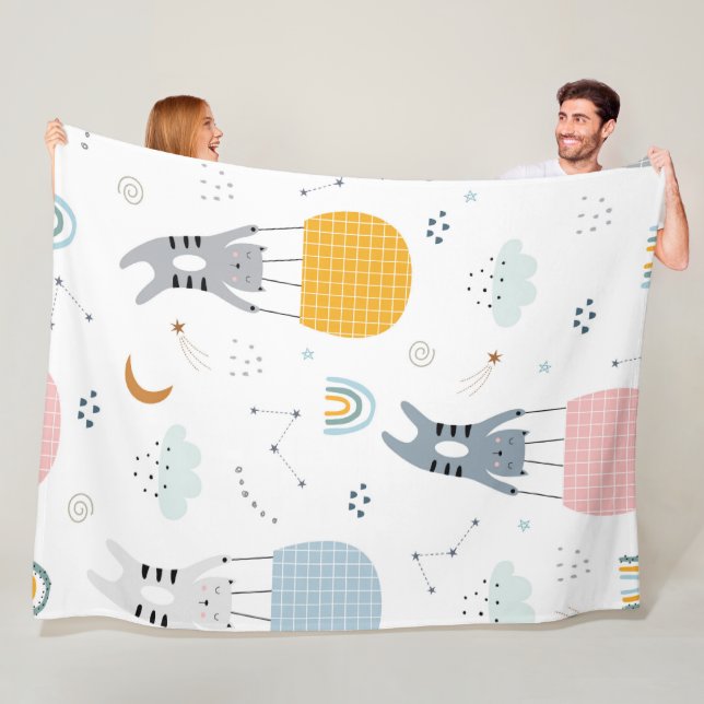 Couverture Polaire Chats mignons Motif sans couture (En situation)