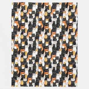 Couverture Polaire Chats noirs blancs orange