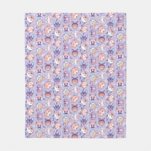 Couverture Polaire Chats pastel d'Halloween (Devant)