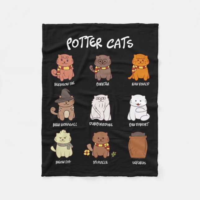 Couverture Polaire Chats Potter Pour Amoureux des chats (Devant)