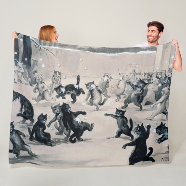 Couverture Polaire Chats Snowball Combat, Louis Wain (En situation)