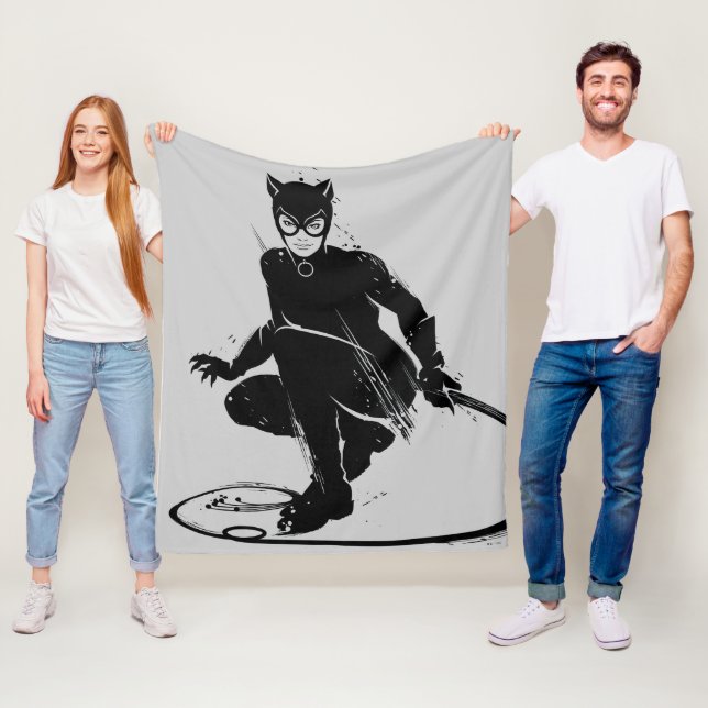 Couverture Polaire Chatte Encre Brosse Pose (En situation)