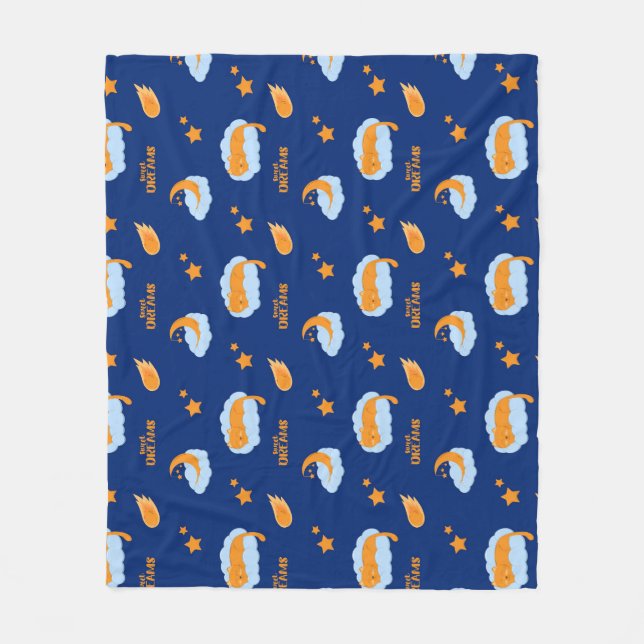 Couverture Polaire Chatte endormi sur un nuage, rêves doux (Devant)