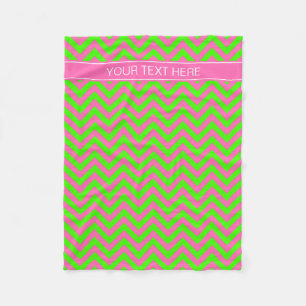 Couverture Polaire Chaud rose #2 Lime Green LG Chevron Nom Monogramme
