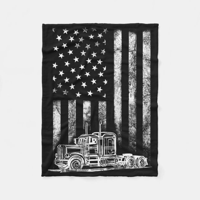 Couverture Polaire Chauffeur de camion américain Drapeau Trucker Vint (Devant)