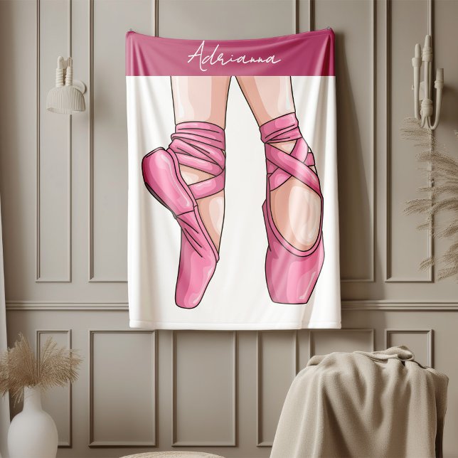 Couverture Polaire Chaussures en Ballet Rose dessinées à la main (Créateur téléchargé)