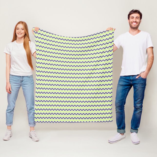 Couverture Polaire Chaux jaune moderne gris foncé Chevron (En situation)