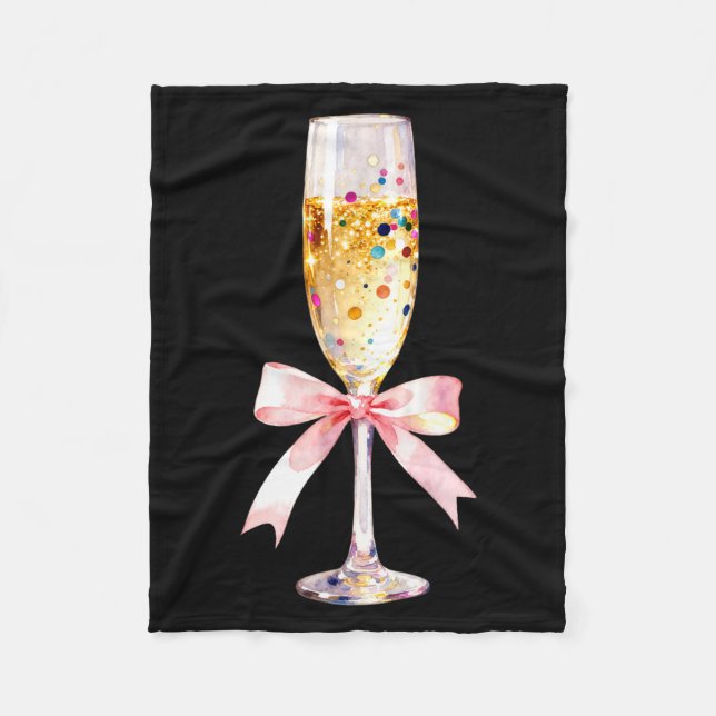 Couverture Polaire Cheer Happy New Year Coquette Bow Champagne New Ye (Devant)