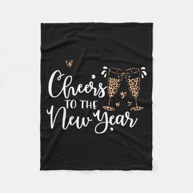 Couverture Polaire Cheers To The New Year 2026 Leopard Champagne Happ (Devant)