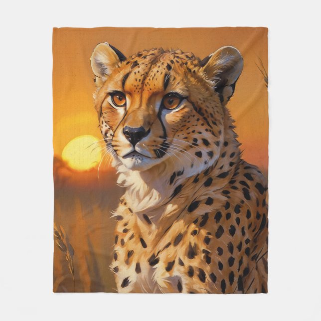 Couverture Polaire Cheetah et Sunset African Savannah (Devant)