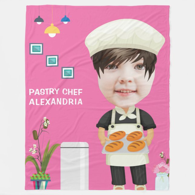 Couverture Polaire Chef pâtissier à Trou Meilleur biscuit Anniversair (Devant)