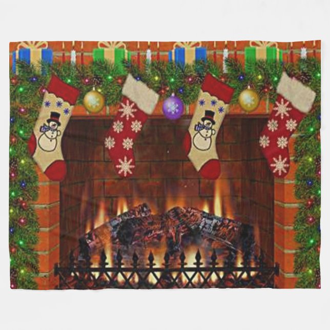 COUVERTURE POLAIRE CHEMINÉE DE NOËL (Devant (Horizontal))